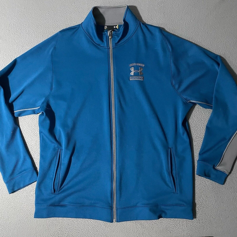 Under Armour Performance Full Zip Mesh Jacket Mens 2XL Blue Running Workout